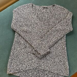 tentree Marled Knit V-Neck Sweater Black White Cozy Sustainable